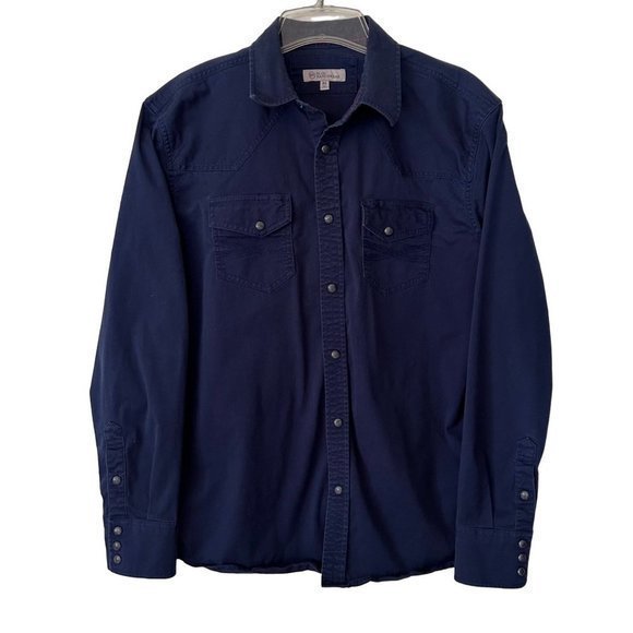 BLUE Ranchwear Men's Heavy Twill Long Sleeve‎ Snap Western Rodeo Shirt M - Picture 2 of 12